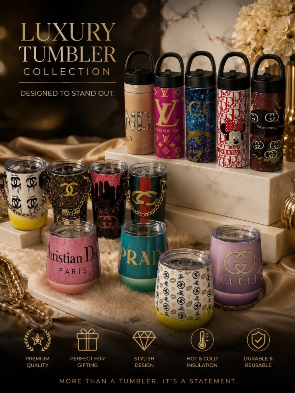 CUSTOM MADE 20 oz TUMBLERS WITH STRAW AND GIFT BOX BOGO SALE. 2 for $30